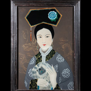 Three Chinese Reverse Glass Paintings
20th