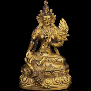 A Sino-Tibetan Gilt Bronze Figure