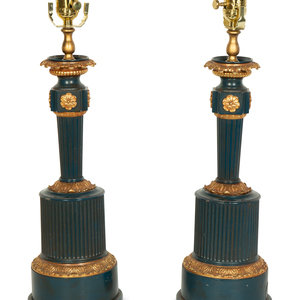 A Pair of French Tole Fluid Lamps