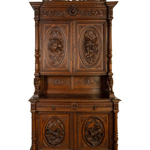 A German Carved Oak Hunt Cabinet 19th 2a19f2