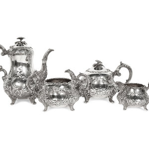 A Victorian Silver Four-Piece Tea