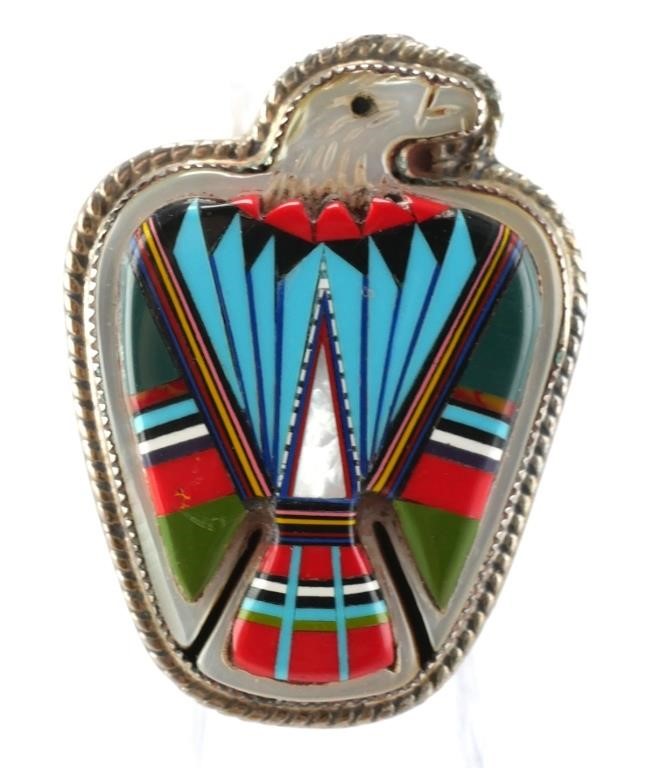 STERLING TURQUOISE MOP INLAY EAGLE