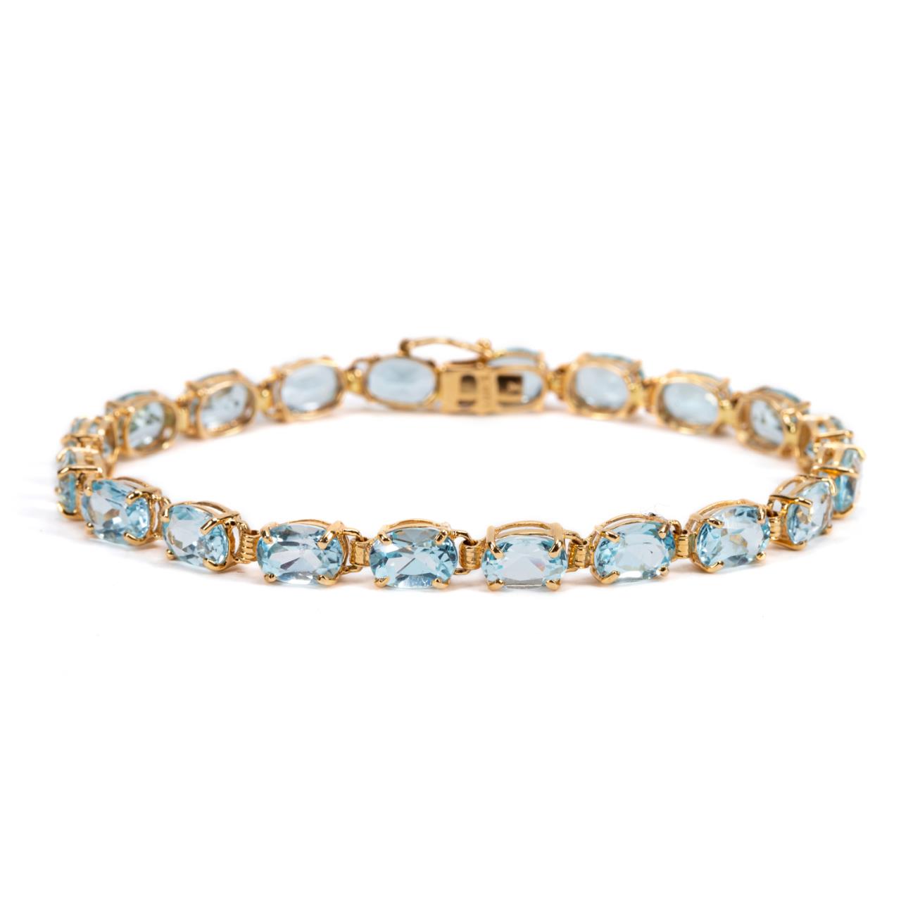 14K YELLOW GOLD AQUAMARINE LINE 29f681