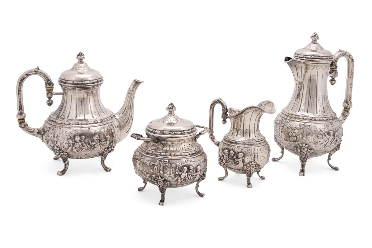 FOUR PIECE STERLING HOT BEVERAGE