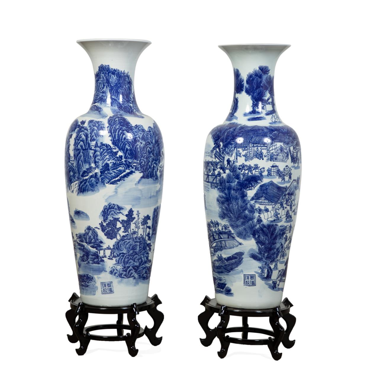 PAIR OF MING STYLE CHINESE BLUE 29f75b