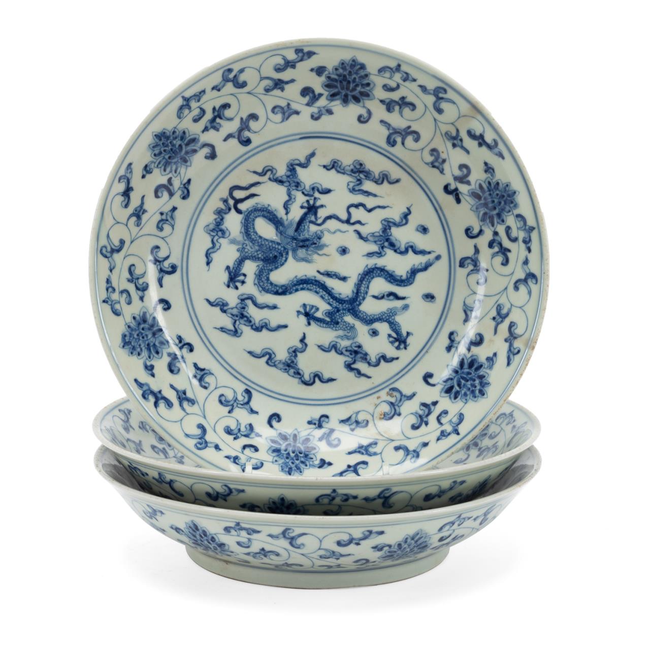 (3) CHINESE MING STYLE BLUE & WHITE