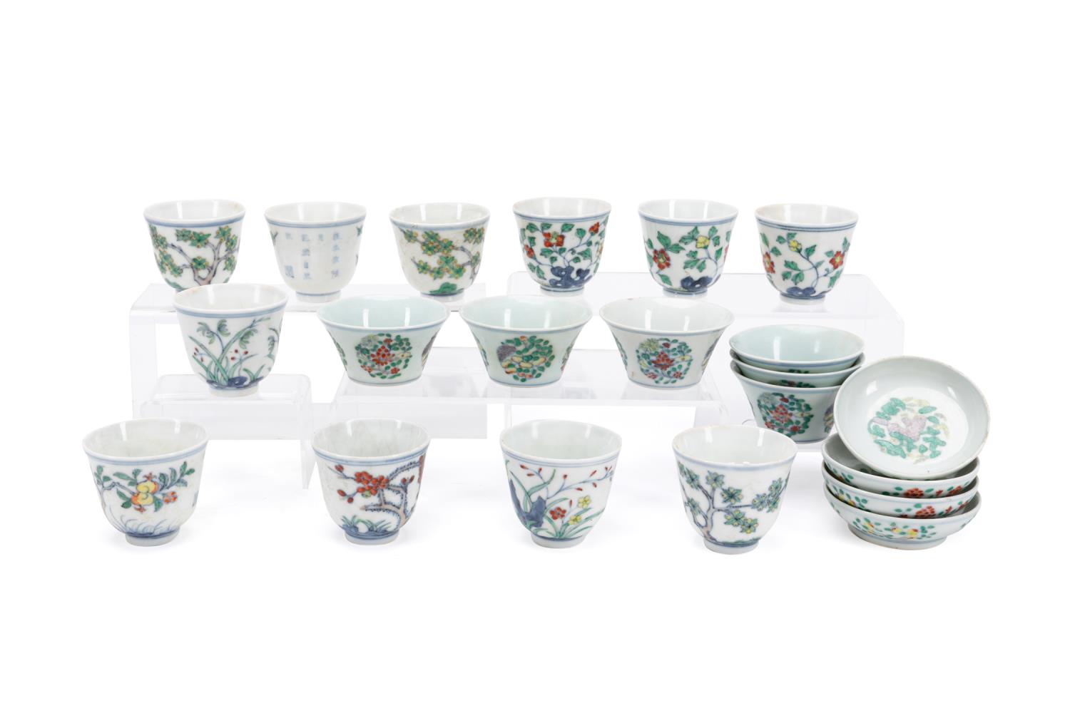 21PCS CHINESE MING STYLE DOUCAI