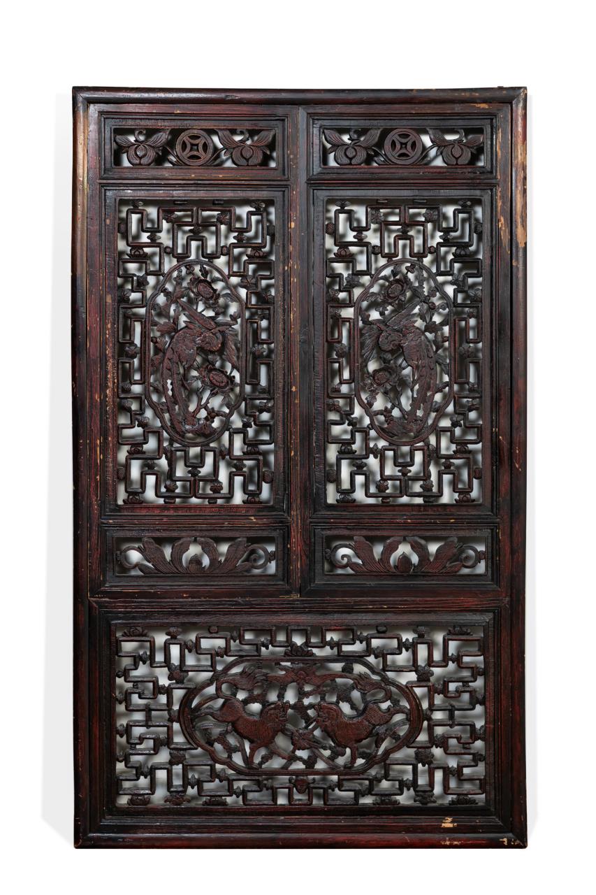 LARGE ASIAN CARVED WOOD FRETWORK 29f80a