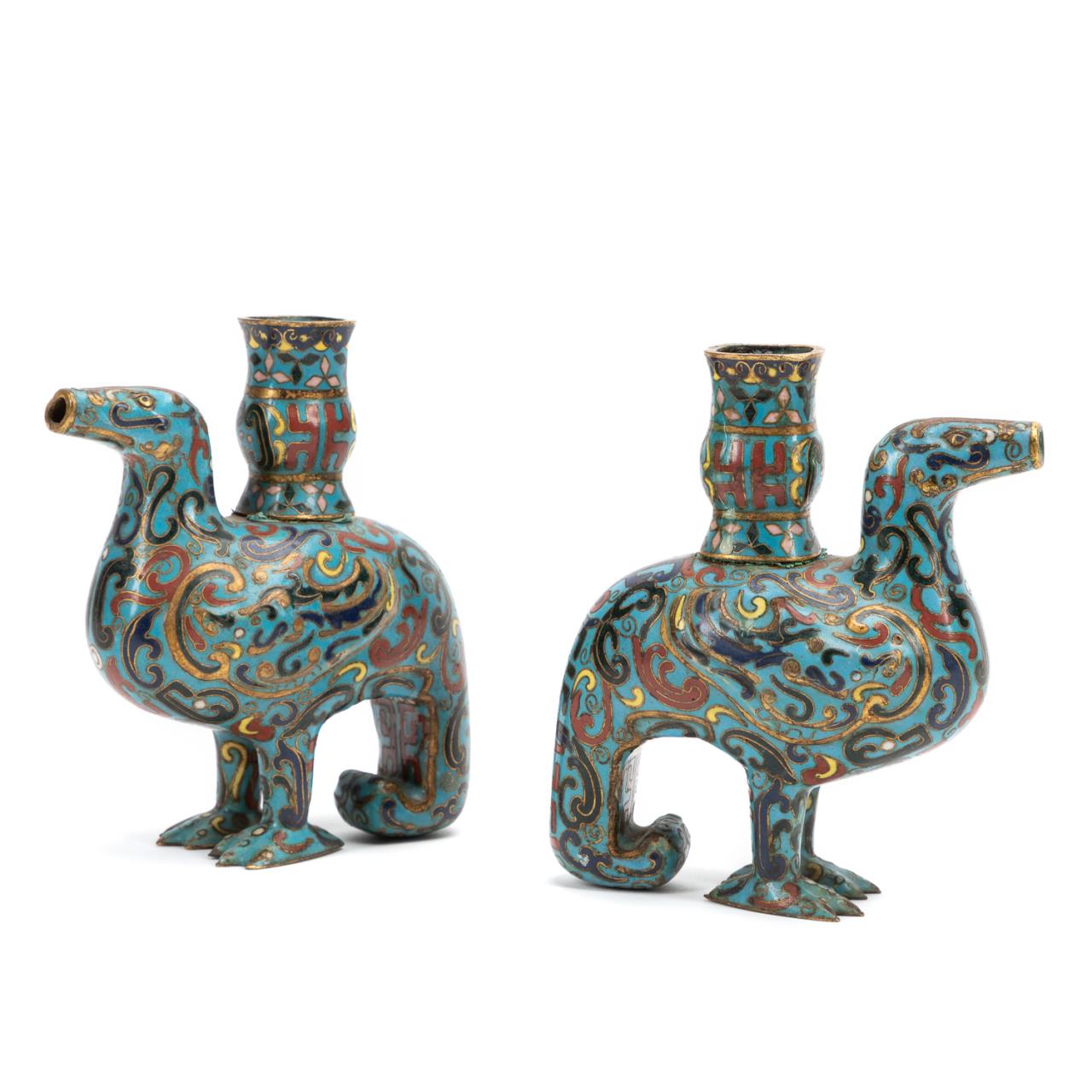 PAIR CHINESE CLOISONNE PHOENIX FORM 29f806