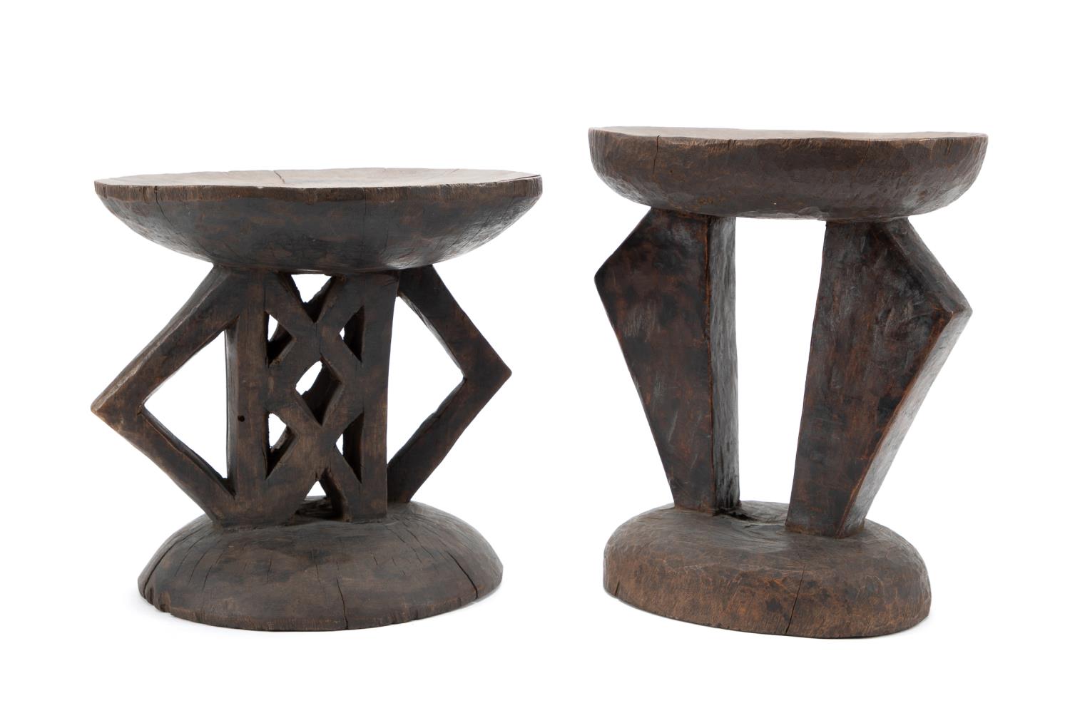 TWO AFRICAN CARVED WOODEN STOOLS  29f8b7