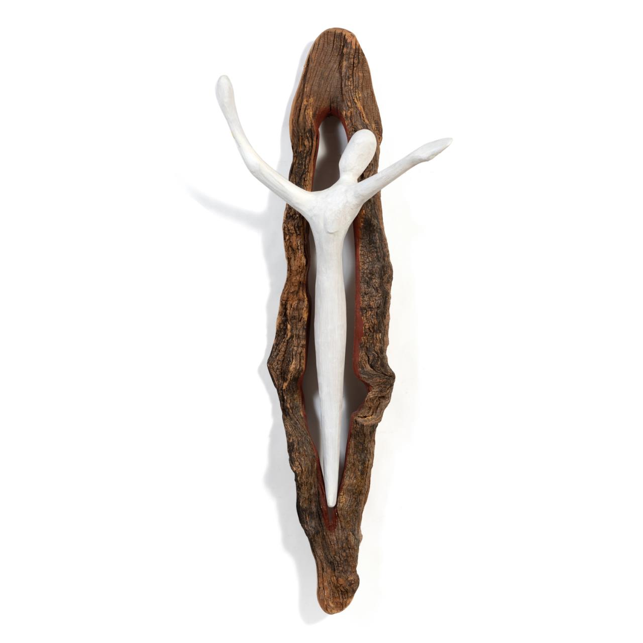 M. MURRELL WHITE FIGURE ON DRIFTWOOD