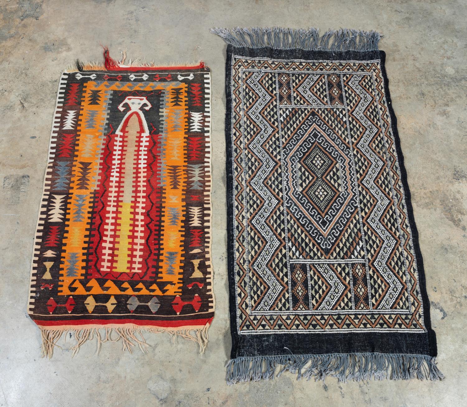 TWO HAND WOVEN WOOL ORIENTAL RUGS,