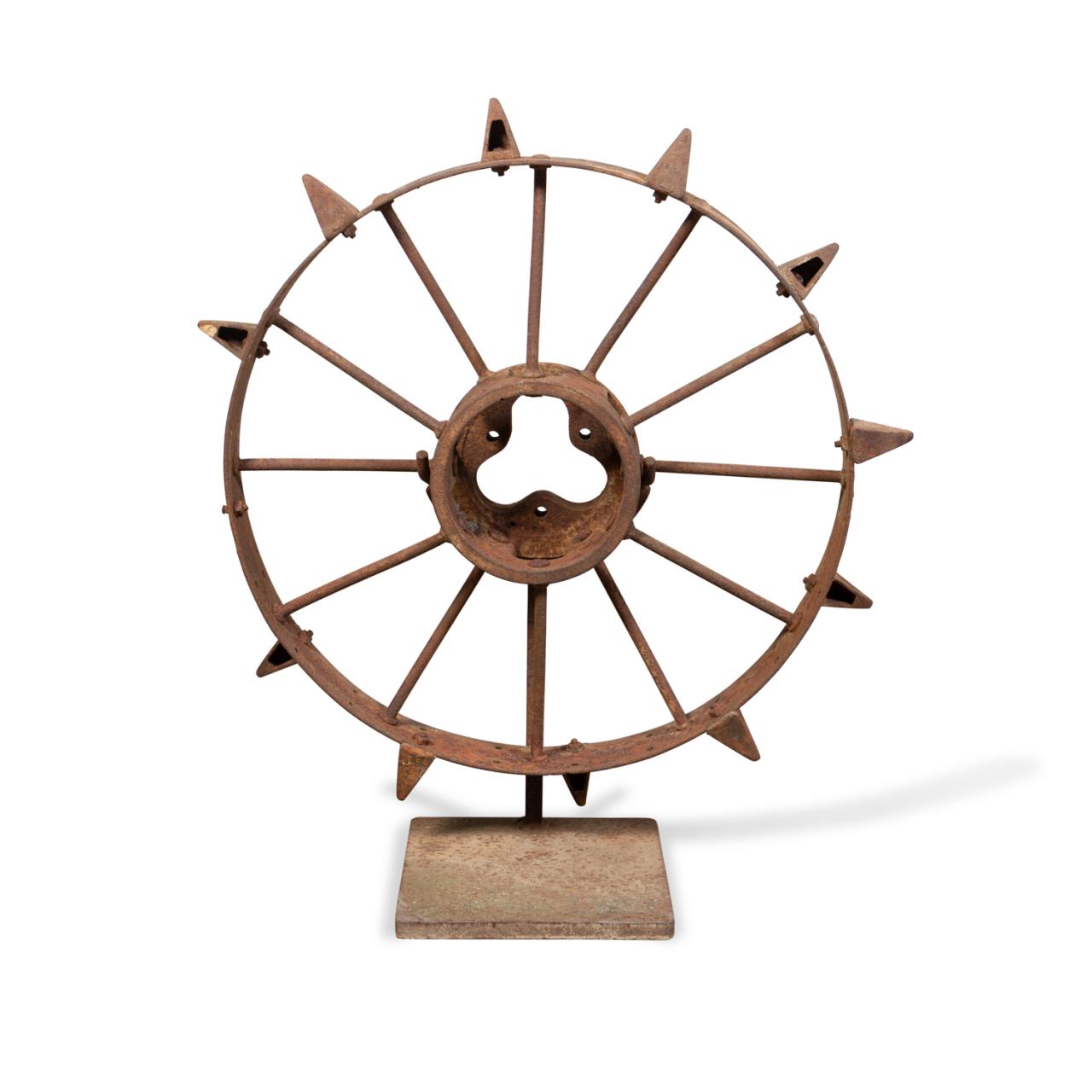 AMERICAN FOLK ART IRON WHEEL SCULPTURE  29f9d9