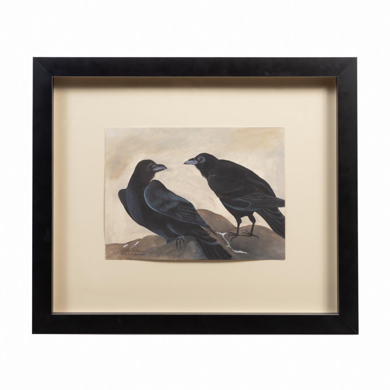 LINDA ANDERSON, TWO CROWS M/M ON PAPER,