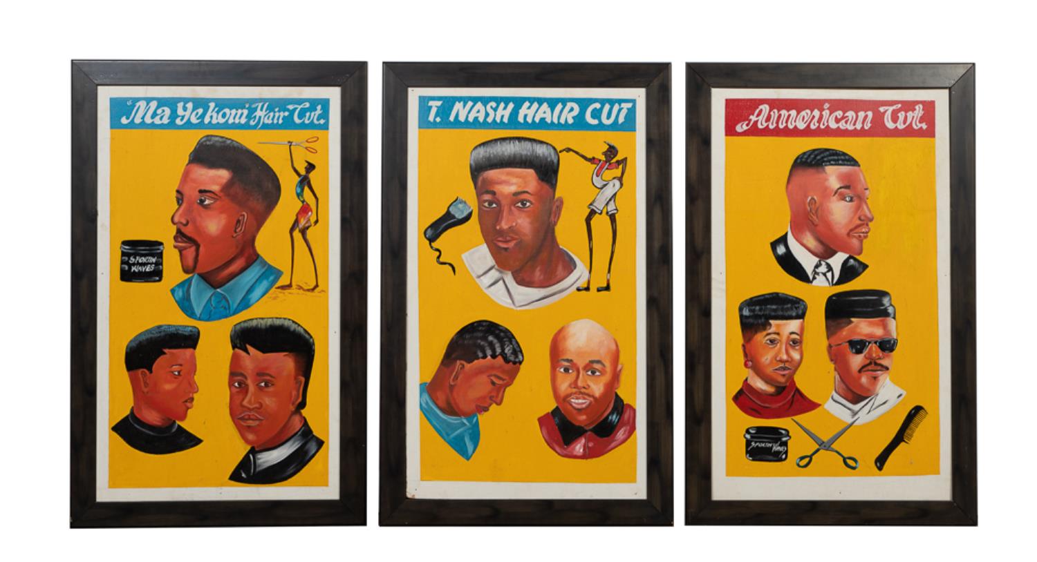 THREE FRAMED BARBER SHOP ILLUSTRATIONS 29faae