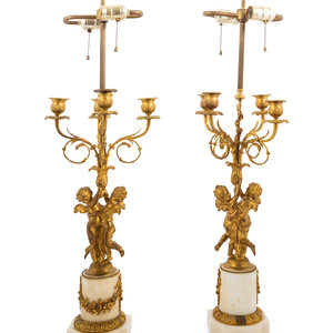 A Pair of French Gilt Bronze and