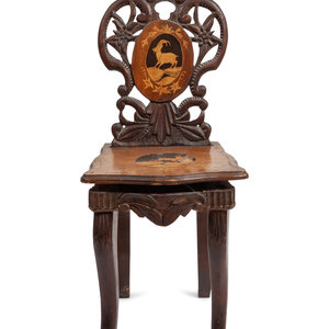 A Marquetry Music Box Chair
German,