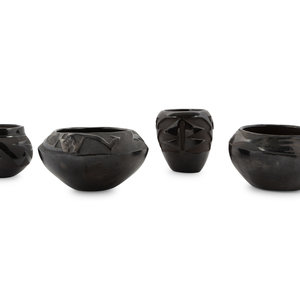 A Group of Blackware Pottery Vases
20th