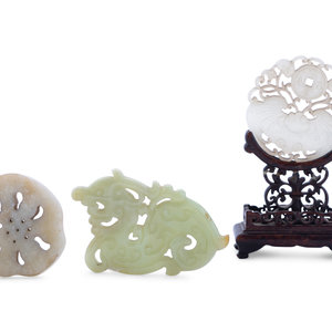 Three Chinese Jade Plaques Late 2a2ef3