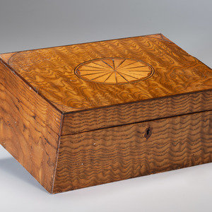 An Ash and Marquetry Sewing Box 19th 2a3026