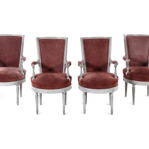 A Set of Four Louis XVI Style Gray-Painted
