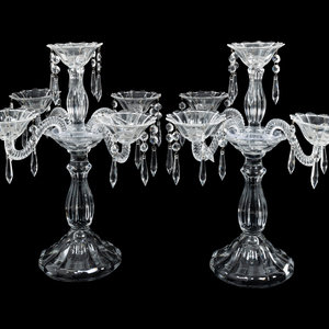 A Pair of French Molded Glass Five-Light