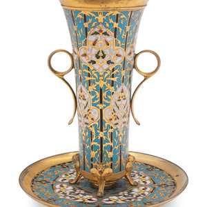 A French Brass and Champlevé Enamel