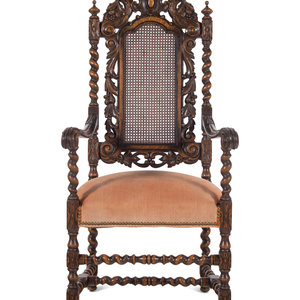 A William and Mary Style Oak Armchair Late 2a3115