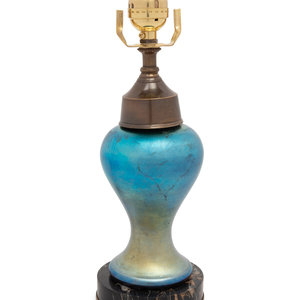 An Aurene Glass Vase Mounted as