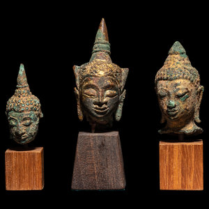 Three Thai Bronze Buddha Heads 2a3197