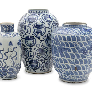 Three Blue and White Porcelain