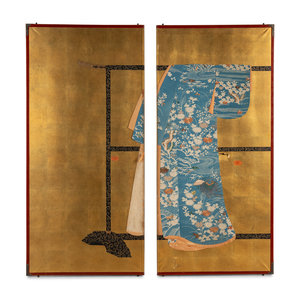 A Japanese Paper Two Panel Screen Height 2a31c7