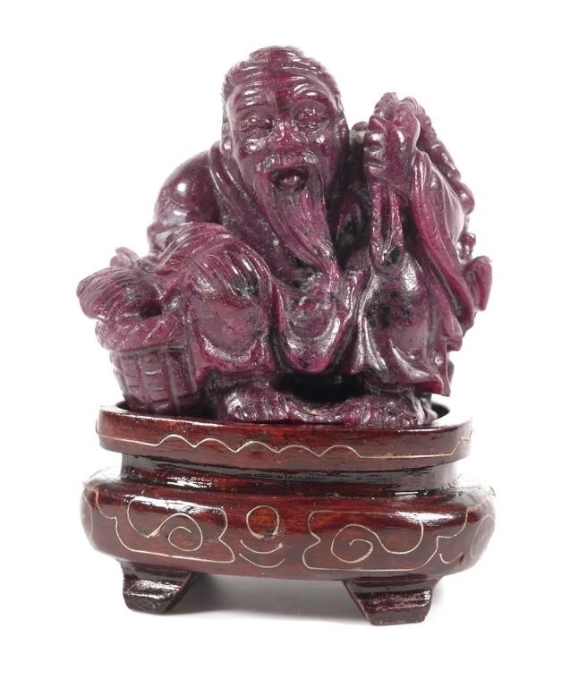 ANTIQUE CHINESE CARVED RUBY MATRIX