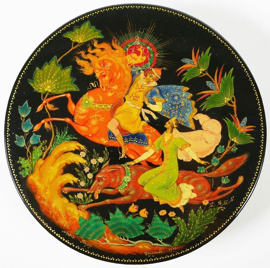 GOLDEN COCKEREL—RUSSIAN LACQUER BOX—SIGNED—1978The