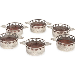 A Set of Six French Silver-Plate Coasters