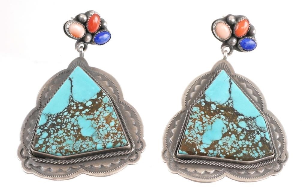 NAVAJO STERLING SILVER TURQUOISE EARRINGSPair