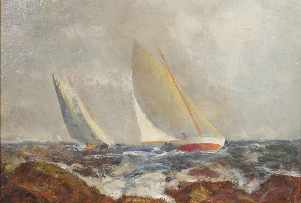 W S BARRETT OIL PAINTING SAILBOATSWilliam 2a3898