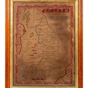 A Needlepoint Map of England 18th 19th 2a3950