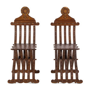 A Pair of Syrian Bone Inlaid Chairs First 2a3965