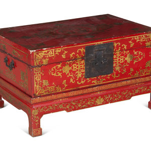 A Chinese Export Red Lacquer Chest