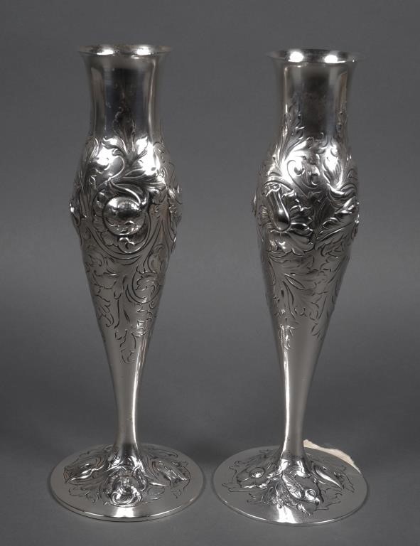 PAIR THUNE OSLO 830 SILVER FLOWER VASESPair