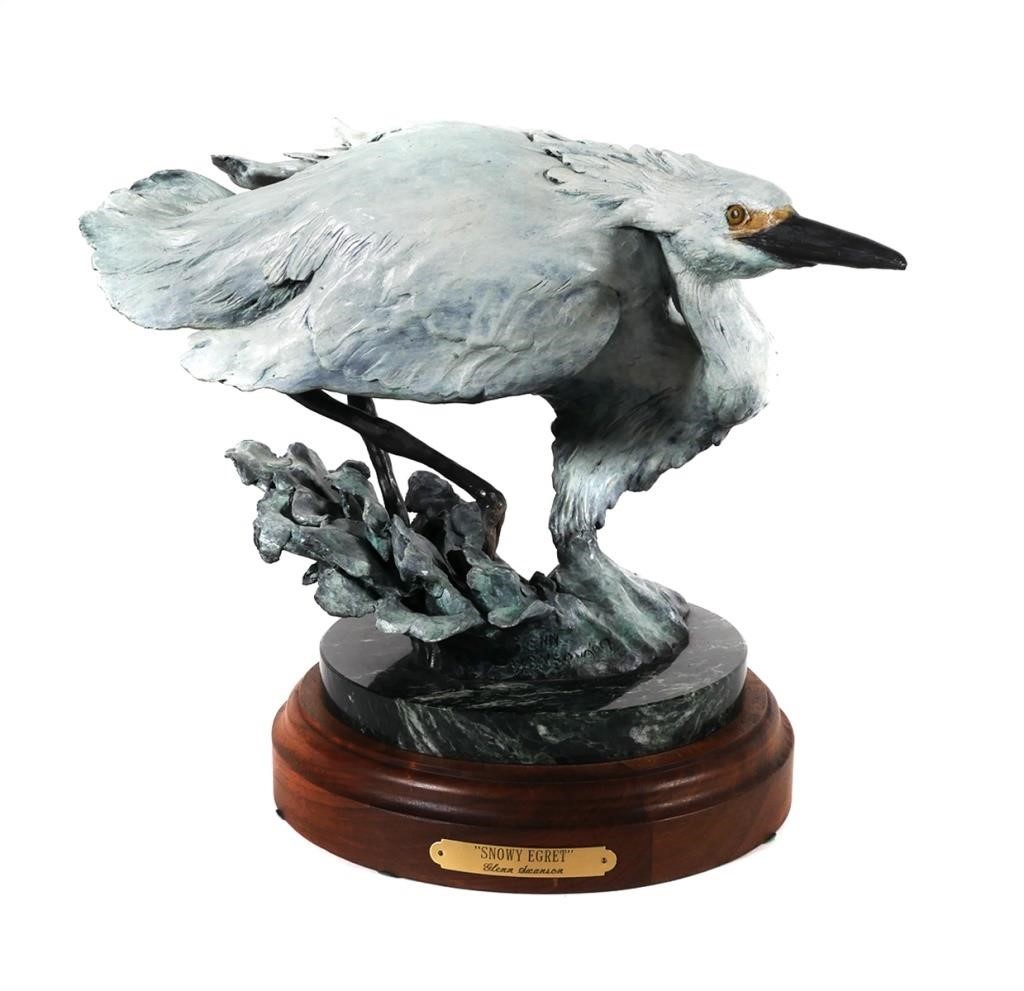 GLENN SWANSON, BRONZE EGRET, COLD PAINTEDGlenn