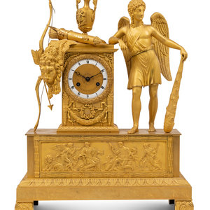 An Empire Gilt Bronze Figural Mantel