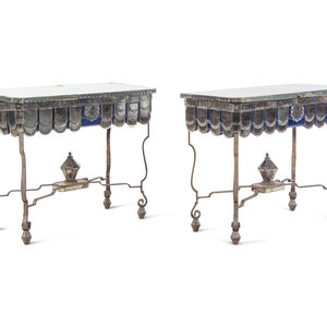A Pair of French Steel and Mirrored