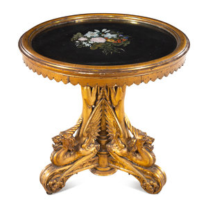 An Italian Giltwood Pietra Dura-Top