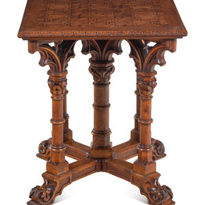 A Gothic Revival Walnut and Oak