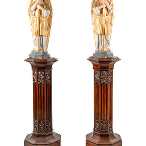 A Pair of Painted and Parcel Gilt