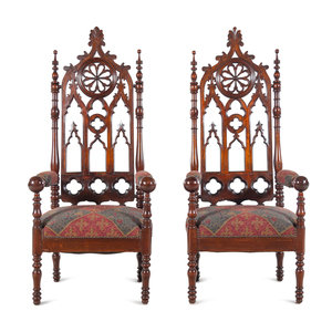 A Pair of Gothic Revival Carved