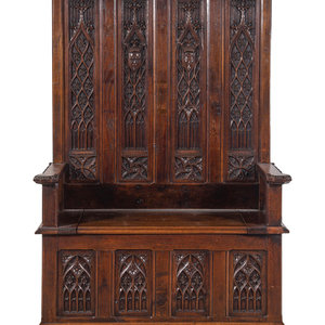 A Gothic Style Carved Oak Hall