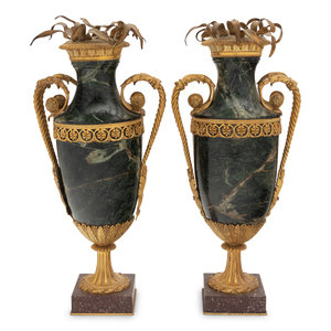 A Pair of Gilt Bronze Mounted Marble